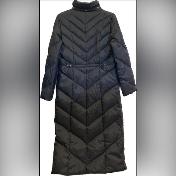 J Lo Jennifer Lopez black chevron maxi puffer jacket coat small - Picture 2 of 2